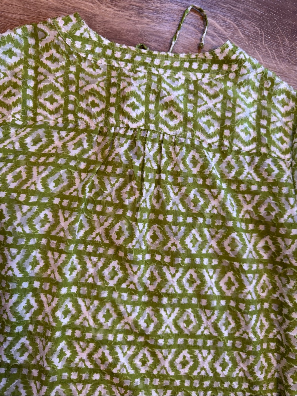 Chico's Green Geometric Casual Semi Sheer Top - Sz 1 - 1x - Picture 13 of 16